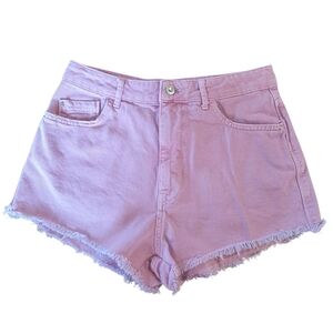 Zara Pastel Lavender High-Rise Denim Shorts